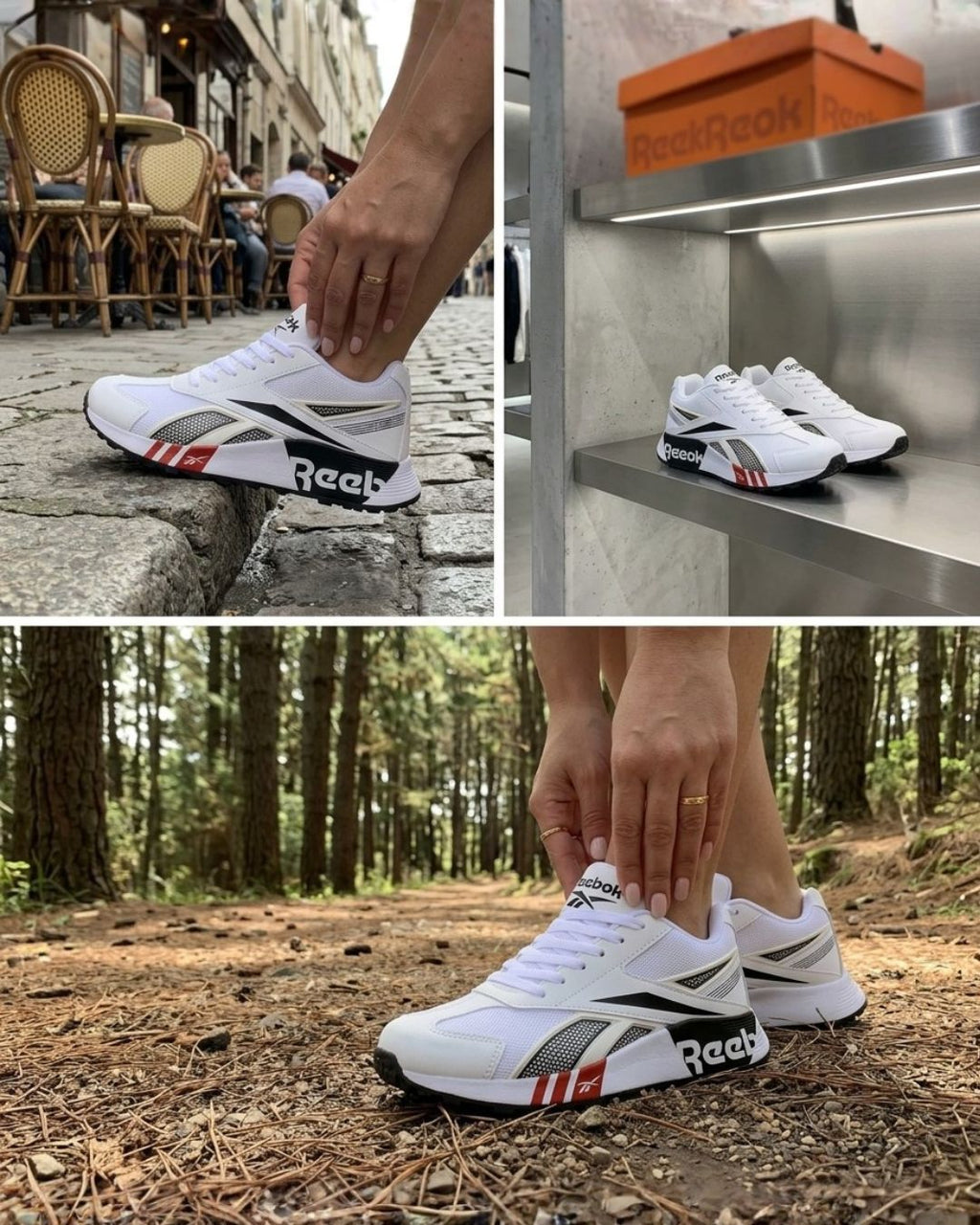 Reebok Caballero Blanco Negro