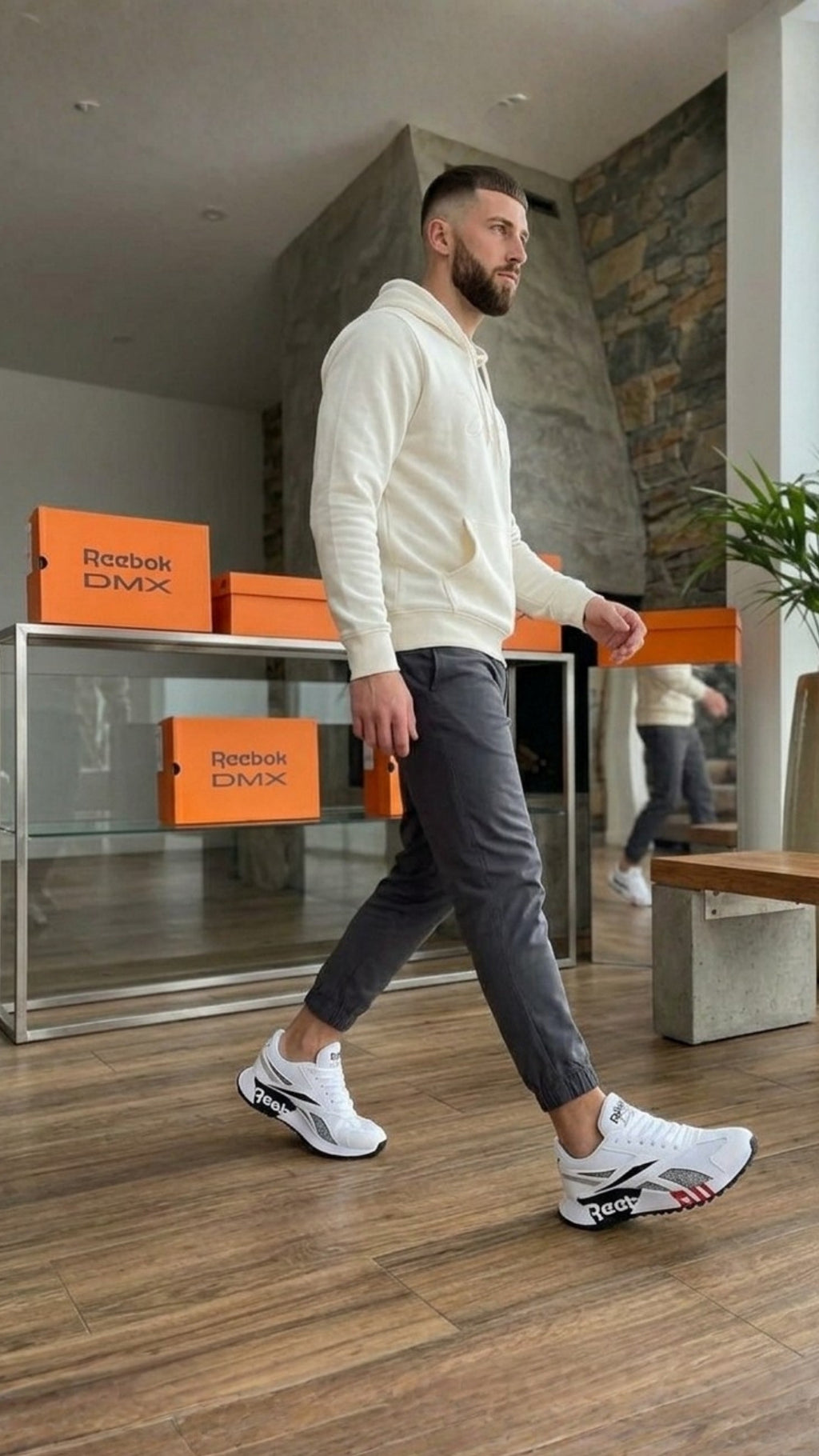 Reebok Caballero Blanco Negro