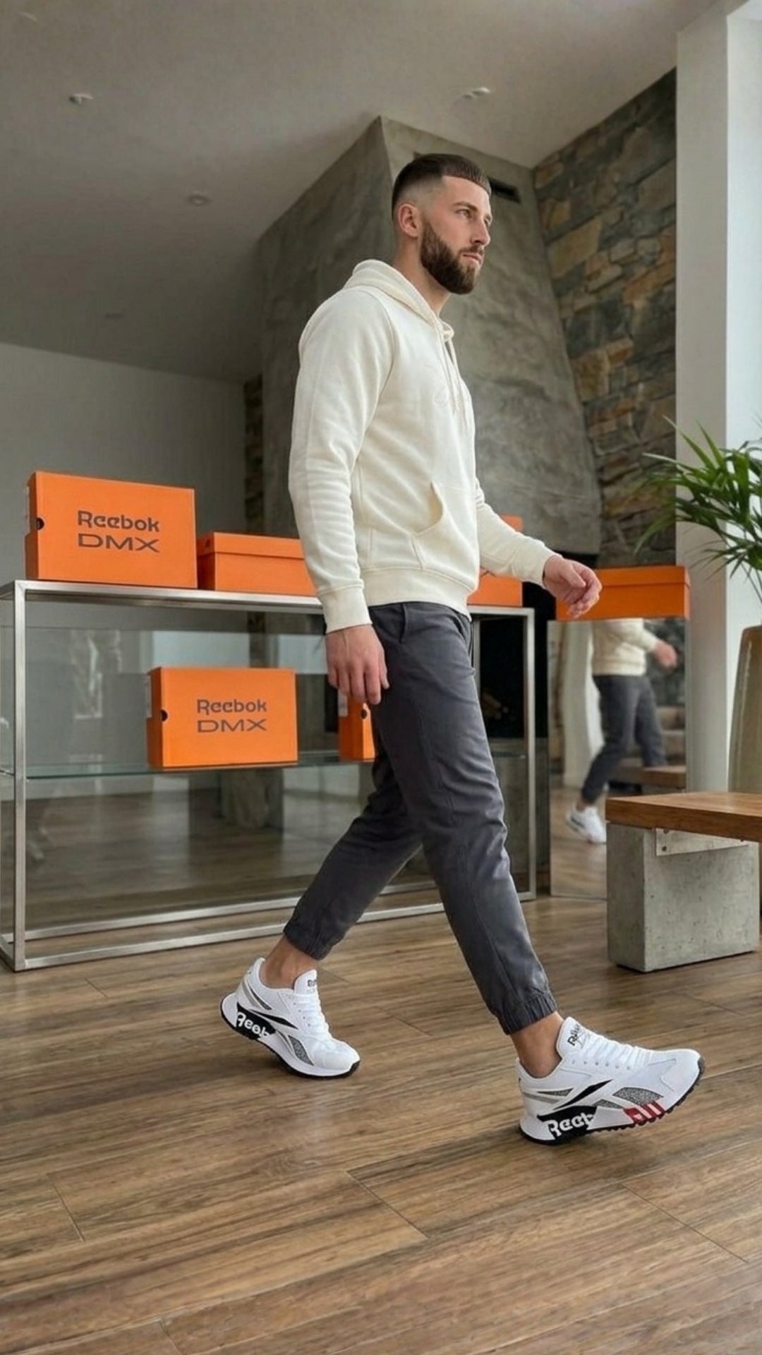 Reebok Caballero Blanco Negro