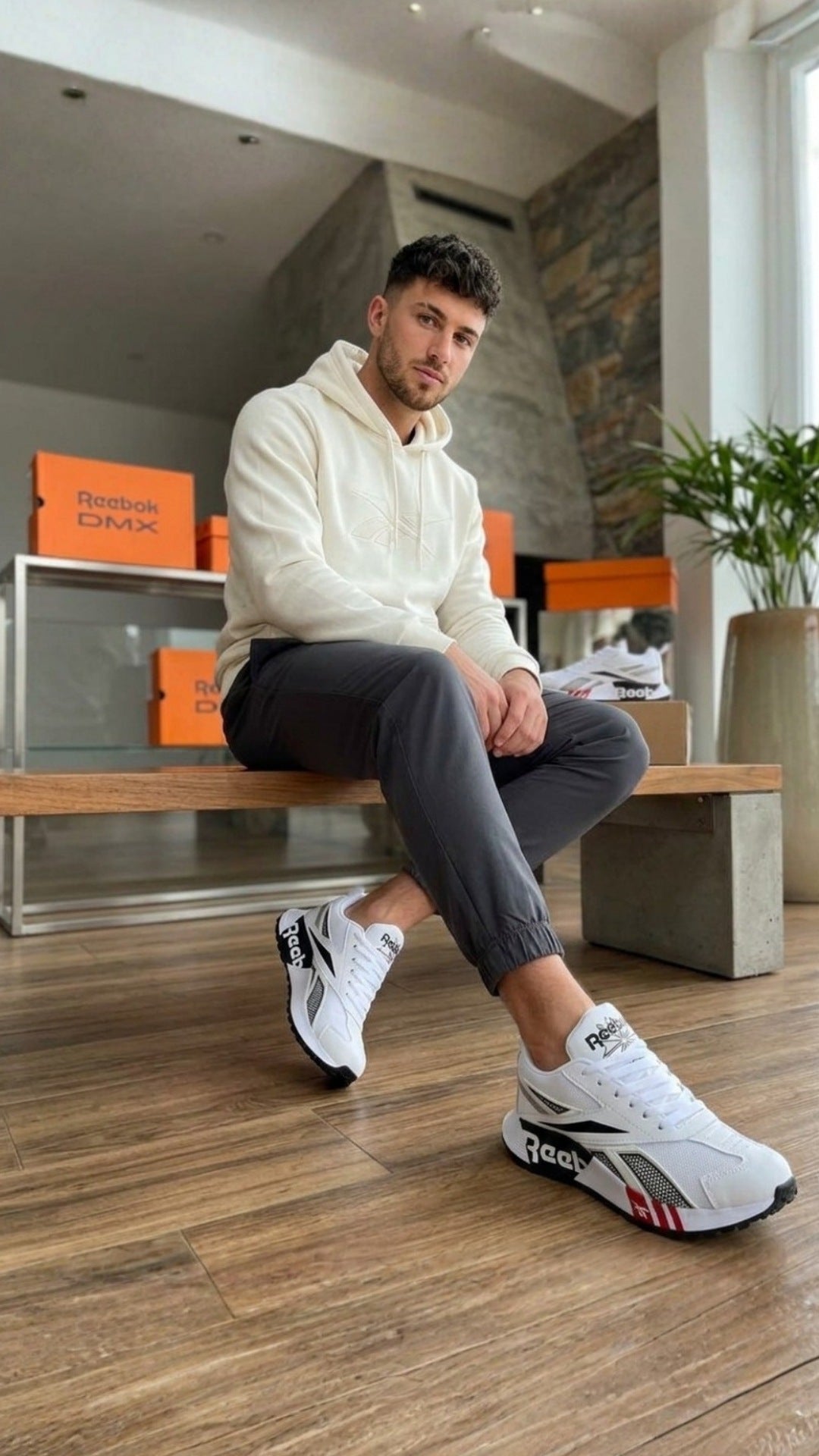 Reebok Caballero Blanco Negro